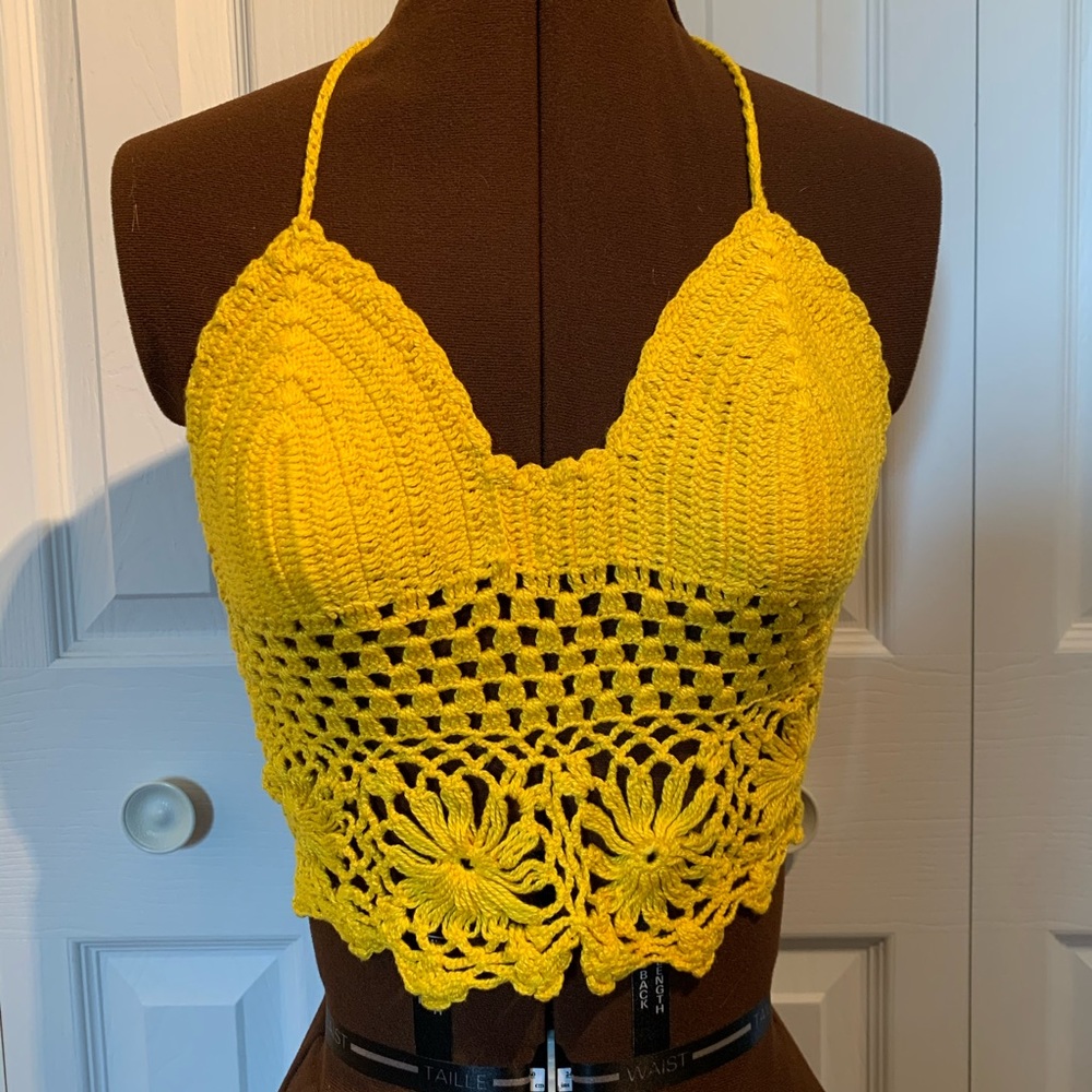Yellow crochet top